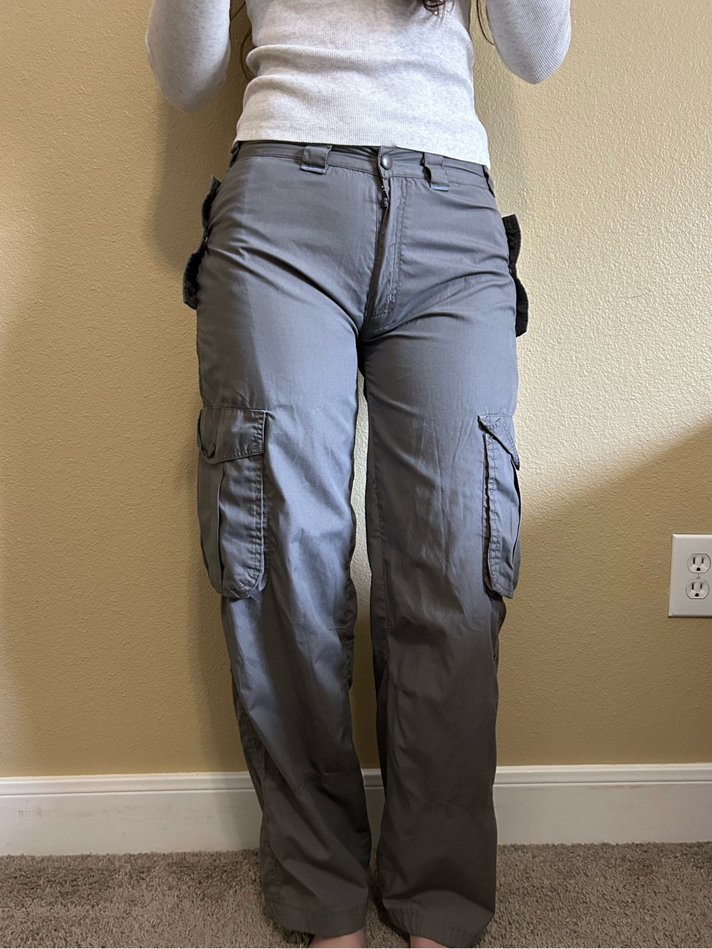 Gray Vintage Cargo Pants for Women - Casual Utility Joggers